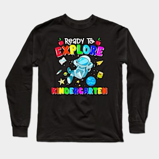 Boys Ready To Explore Kindergarten Back To School Astronomy Long Sleeve T-Shirt